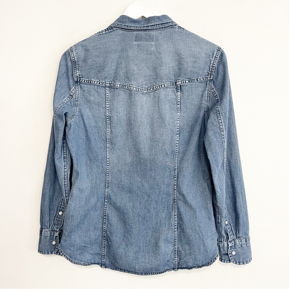 BOGO! J. Crew Denim Pearl Snap Western Shirt Blue AW206 Size 6 - Picture 8 of 12